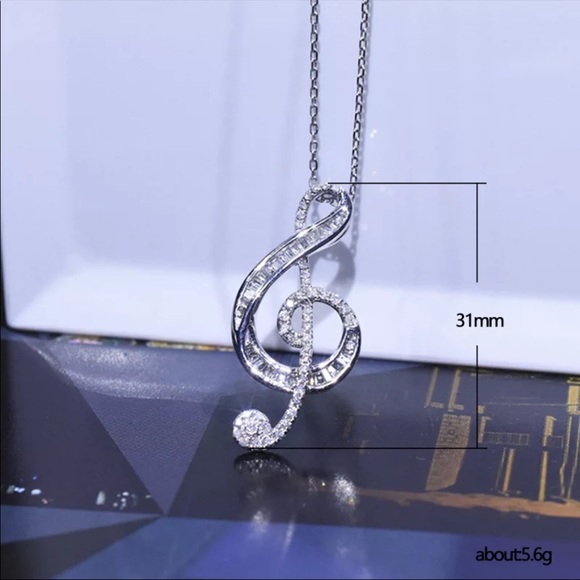 New Women’s Musical Note Design Diamond Necklace - Picture 6 of 6